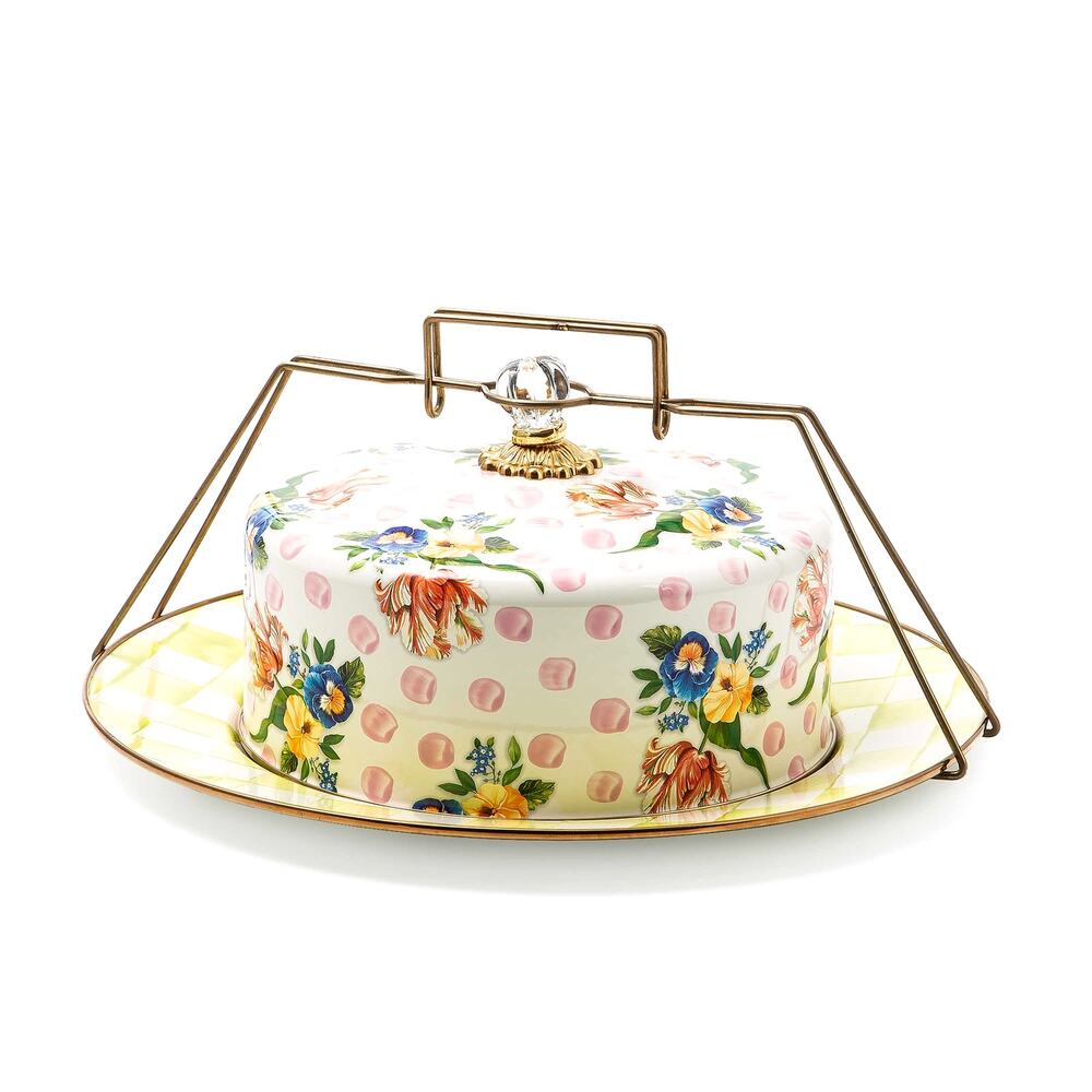 Brand New Mackenzie-Childs Wildflowers Pink Cake Carrier